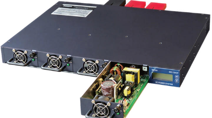 A modular, hot-swap power supply, up to 100w with 24x 25W modules, with backup battery circuit.